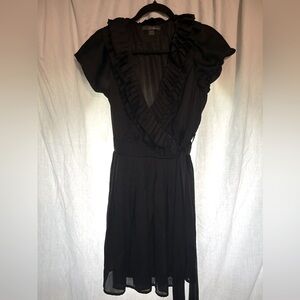 Women’s black ruffle wrap around dress